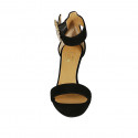 Woman's open strap shoe with rhinestones in black suede heel 8 - Available sizes:  31, 33, 46, 47