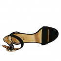 Woman's open strap shoe with rhinestones in black suede heel 8 - Available sizes:  31, 33, 46, 47