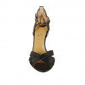 Zapato abierto para mujer con cinturon en piel negra tacon 9 - Tallas disponibles:  32