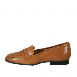 Mocassin pour femmes en cuir cognac talon 3 - Pointures disponibles:  44 2