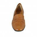 Mocassin pour femmes en cuir cognac talon 3 - Pointures disponibles:  44