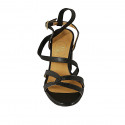 Sandale pour femmes en cuir noir avec courroie talon 8 - Pointures disponibles:  34, 42