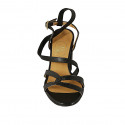 Woman's sandal with strap in black leather heel 8 - Available sizes:  34, 42