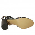 Sandalia para mujer en piel negra con cinturon tacon 8 - Tallas disponibles:  34, 42