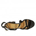 Woman's sandal with strap in black leather heel 8 - Available sizes:  34, 42