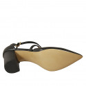 Chaussure ouverte à bout pointu pour femmes avec courroie croisée en cuir noir talon 8 - Pointures disponibles:  42