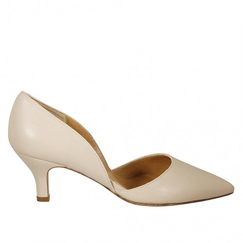 Woman's pump with sidecuts in nude leather heel 6 - Available sizes:  42