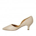 Woman's pump with sidecuts in nude leather heel 6 - Available sizes:  42