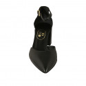 Scarpa aperta a punta da donna con cinturino in pelle nera tacco 5 - Misure disponibili: 44
