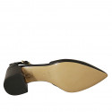 Chaussure ouverte à bout pointu pour femmes avec courroie en cuir noir talon 5 - Pointures disponibles:  44