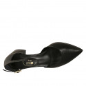 Woman's pointy open shoe with strap in black leather heel 5 - Available sizes:  44