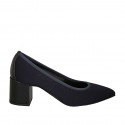 Zapato de salon puntiagudo para mujer en tejido azul tacon 6 - Tallas disponibles:  31, 32, 43, 44, 45