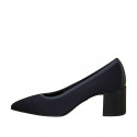 Woman's pointy pump in blue fabric heel 6 - Available sizes:  31, 32, 43, 44, 45
