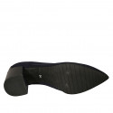 Zapato de salon puntiagudo para mujer en tejido azul tacon 6 - Tallas disponibles:  31, 32