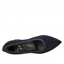 Zapato de salon puntiagudo para mujer en tejido azul tacon 6 - Tallas disponibles:  31, 32