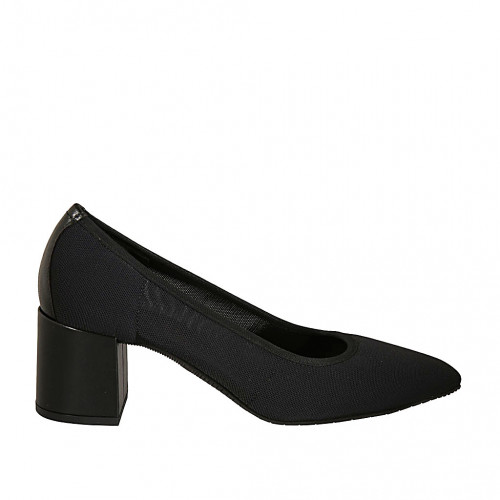 Zapato de salon puntiagudo para mujer en tejido negro tacon 6 - Tallas disponibles:  31