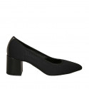 Woman's pointy pump in black fabric heel 6 - Available sizes:  31