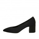 Woman's pointy pump in black fabric heel 6 - Available sizes:  31