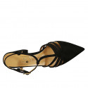 Woman's slingback pump with ankle strap in black suede heel 8 - Available sizes:  32, 42