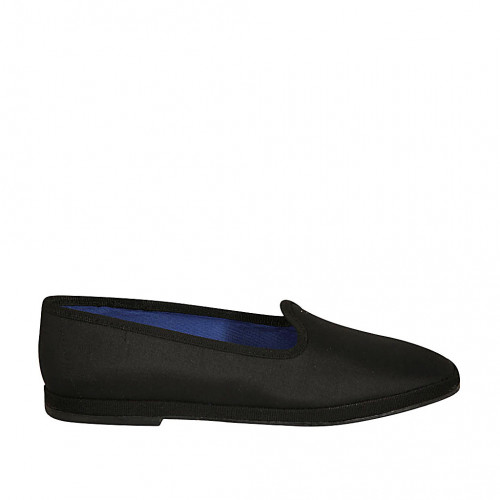 Woman's friulane slipper shoe in black fabric heel 1 - Available sizes:  34