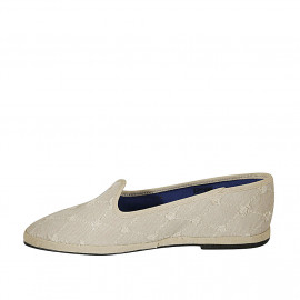 Woman's friulane slipper shoe in light beige fabric heel 1 - Available sizes:  44 2