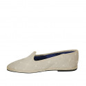Woman's friulane slipper shoe in light beige fabric heel 1 - Available sizes:  43, 44, 45