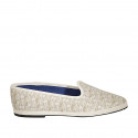 Woman's friulane slipper shoe in white and beige fabric heel 1 - Available sizes:  33, 44, 45