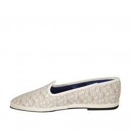 Mocassino friulano da donna in tessuto bianco e beige tacco 1 - Misure disponibili: 44 2