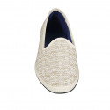 Woman's friulane slipper shoe in white and beige fabric heel 1 - Available sizes:  33, 44, 45