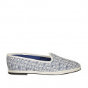 Mocassin friulano pour femmes en tissu blanc et bleu clair talon 1 - Pointures disponibles:  43, 44, 45