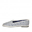 Mocassin friulano pour femmes en tissu blanc et bleu clair talon 1 - Pointures disponibles:  43, 44, 45