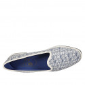 Woman's friulane slipper shoe in white and light blue fabric heel 1 - Available sizes:  34, 43, 44, 45