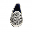 Woman's friulane slipper shoe in white and black fabric heel 1 - Available sizes:  33, 43, 44, 45
