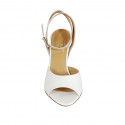 Sandale pour femmes en cuir blanc et cuir verni nue avec courroie à la cheville talon 9 - Pointures disponibles:  46