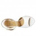 Woman's sandal with ankle strap in white leather and nude patent leather heel 9 - Available sizes:  31, 46
