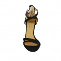 Woman's open shoe with strap and zipper in black suede heel 8 - Available sizes:  32, 43