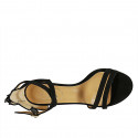 Zapato abierto para mujer con cinturon y cremallera en gamuza negra tacon 8 - Tallas disponibles:  32, 43