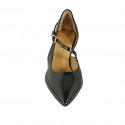Woman's pointy open shoe with strap in black patent leather heel 5 - Available sizes:  42
