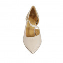 Woman's pointy open shoe with strap in nude patent leather heel 5 - Available sizes:  43, 44