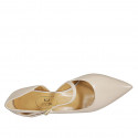 Woman's pointy open shoe with strap in nude patent leather heel 5 - Available sizes:  43