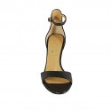 Woman's open shoe with ankle strap in black leather heel 8 - Available sizes:  43