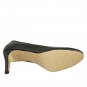 Woman's pump shoe in black leather heel 8 - Available sizes:  31, 32, 34