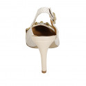 Zapato destalonado para mujer en piel trensada blanca y piel nude con accesorio tacon 8 - Tallas disponibles:  47