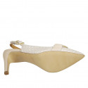 Woman's slingback pump in white braided leather and nude leather with accessory heel 8 - Available sizes:  47