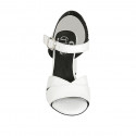 Sandalia para mujer con cinturon en piel blanca tacon 7 - Tallas disponibles:  45
