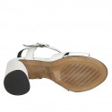 Woman's strap sandal in white leather heel 7 - Available sizes:  45