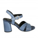 Sandalia para mujer con cinturon en piel azul claro tacon 7 - Tallas disponibles:  43