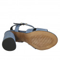 Sandalia para mujer con cinturon en piel azul claro tacon 7 - Tallas disponibles:  43