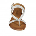 Sandale entredoigt pour femmes en cuir lamé argent talon 2 - Pointures disponibles:  32, 43