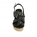 Sandale pour femmes en cuir noir avec plateforme et talon compensé 9 - Pointures disponibles:  42, 43